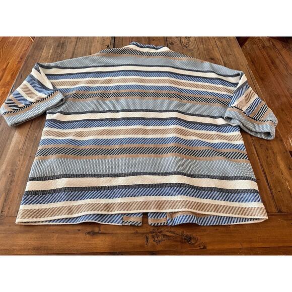 Vilagallo Open Front Cardigan Sweater Size Large (44) Stripped Knit Coverup - Picture 13 of 16